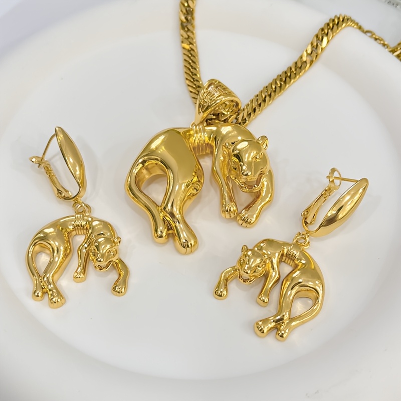 Leopard Earrings & Necklace Set Women's Jewelry